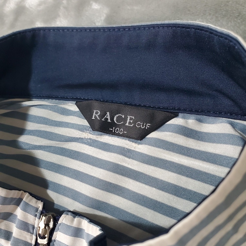 Race Cup Mens Quarter Zip Performance Polo Shirt Navy White Size 100 READ - Picture 2 of 4